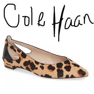 WOMEN'S RAMSEY LEOPARD-PRINT CALF HAIR & LEATHER BALLET FLATS IN JAGUAR